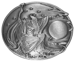 Belt Buckle Y6: The Wizard, antique finish