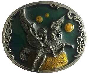 Belt Buckle Z6: Golden Wings, enamelled