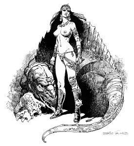 Amazon Princess and Her Pet - preliminary art, Boris Vallejo