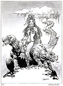 Primeval Princess - preliminary art, Boris Vallejo