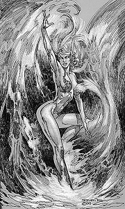 Sorceress of the Waves 1999 - preliminary art, Boris Vallejo