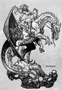 Wings of the Dragon - preliminary art, Boris Vallejo